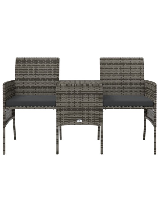 Dvivietė sodo sofa su staliuku/taburetėmis, pilka, poliratanas