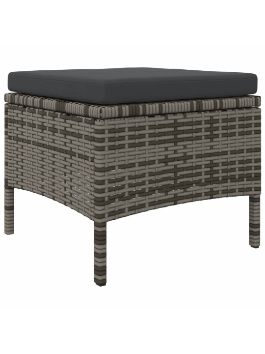 Dvivietė sodo sofa su staliuku/taburetėmis, pilka, poliratanas