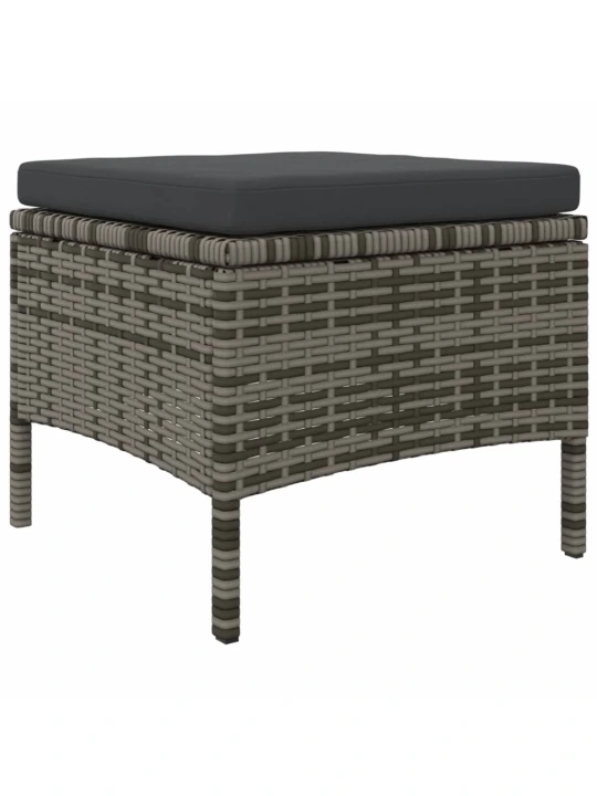 Dvivietė sodo sofa su staliuku/taburetėmis, pilka, poliratanas