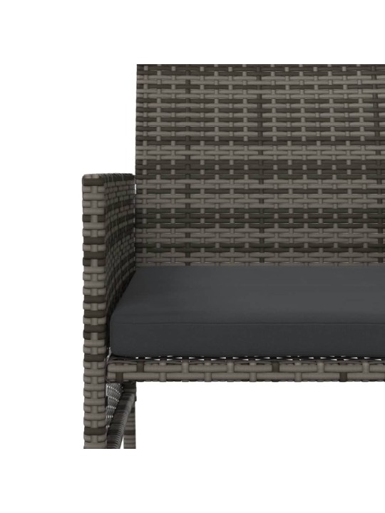 Dvivietė sodo sofa su staliuku/taburetėmis, pilka, poliratanas