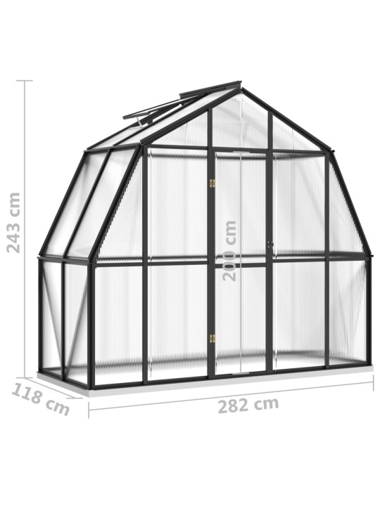 Šiltnamis su pagrindo rėmu, antracito, aliuminis, 3,3m²