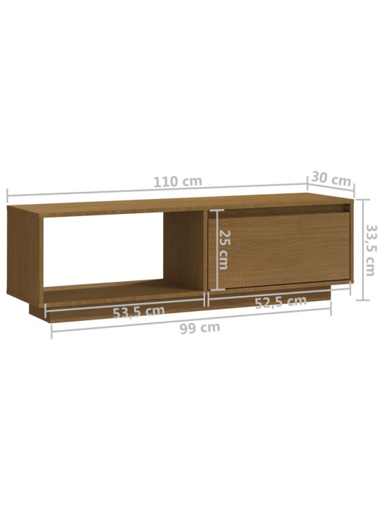 Televizoriaus spintelė, medaus ruda, 110x30x33,5cm, pušis