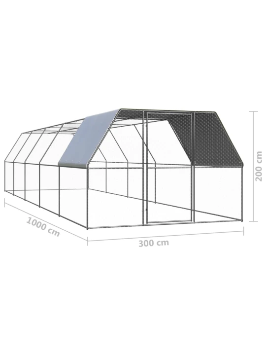Lauko narvas viščiukams, 3x10x2m, galvanizuotas plienas