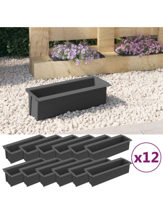 Gėlių loveliai Euro paletėms, 12vnt., pilki, 36x13,5x9,5cm, PP