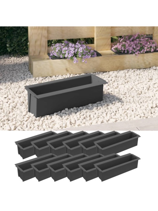 Gėlių loveliai Euro paletėms, 12vnt., pilki, 36x13,5x9,5cm, PP