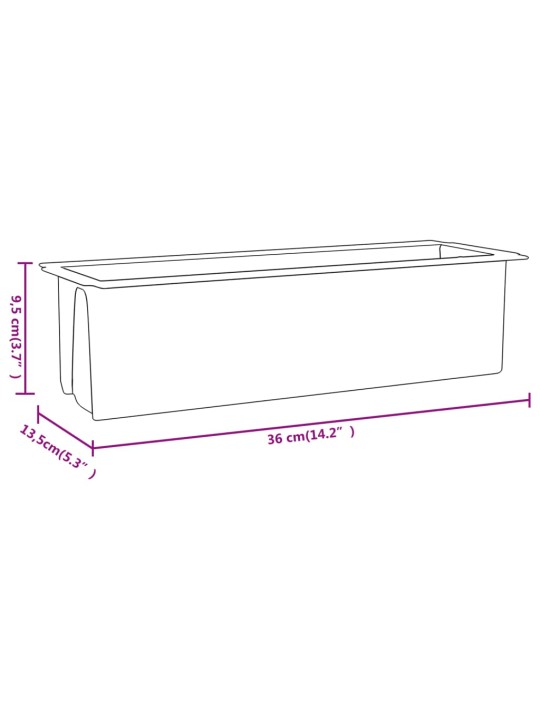 Gėlių loveliai Euro paletėms, 12vnt., pilki, 36x13,5x9,5cm, PP
