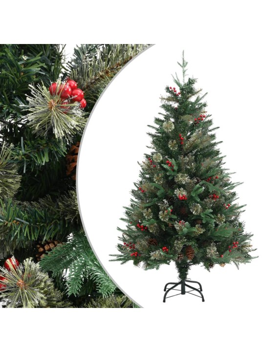 Kalėdų eglutė su pušies kankorėžiais, žalia, 120cm, PVC ir PE