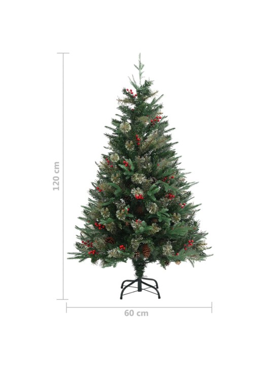 Kalėdų eglutė su pušies kankorėžiais, žalia, 120cm, PVC ir PE