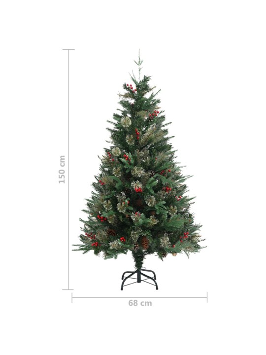 Kalėdų eglutė su pušies kankorėžiais, žalia, 150cm, PVC ir PE