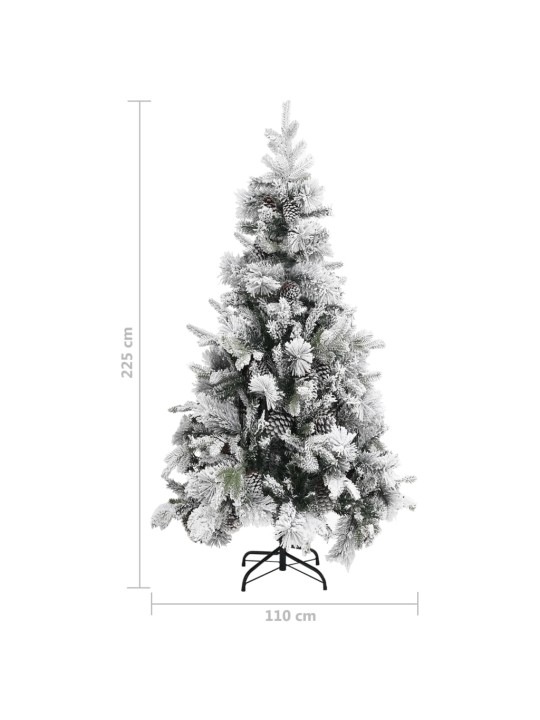 Kalėdų eglutė su sniegu/kankorėžiais, 225cm, PVC ir PE