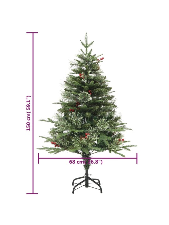 Kalėdų eglutė su pušies kankorėžiais, žalia, 150cm, PVC su PE
