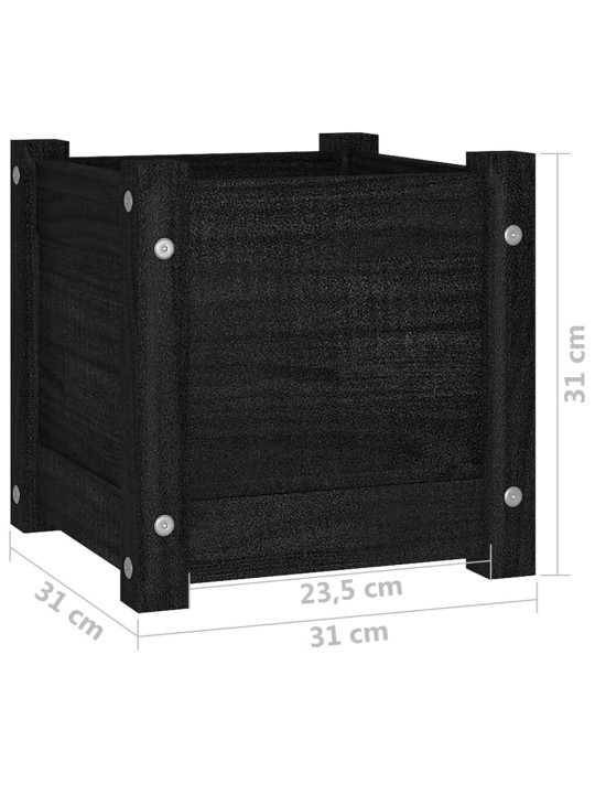 Sodo loveliai, 2vnt., juodi, 31x31x31cm, pušies masyvas
