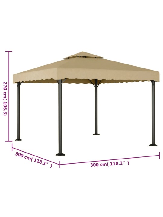 Pavėsinė, taupe spalvos, 3x3m, aliuminis ir plienas