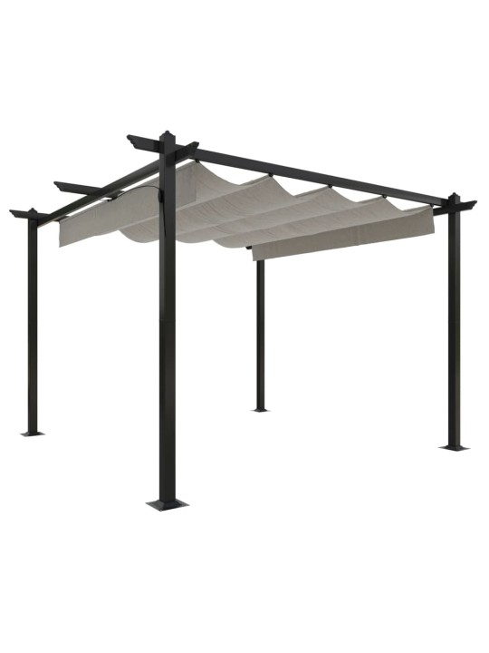 Sodo pavėsinė su įtraukiamu stogu, kreminės spalvos, 3x3m