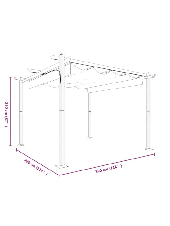 Sodo pavėsinė su įtraukiamu stogu, kreminės spalvos, 3x3m