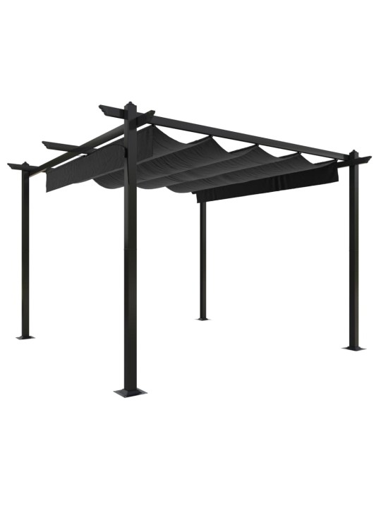 Sodo pavėsinė su įtraukiamu stogu, antracito spalvos, 3x3m