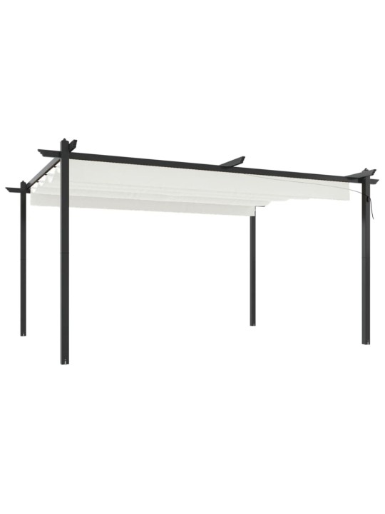 Sodo pavėsinė su įtraukiamu stogu, kreminės spalvos, 4x3m