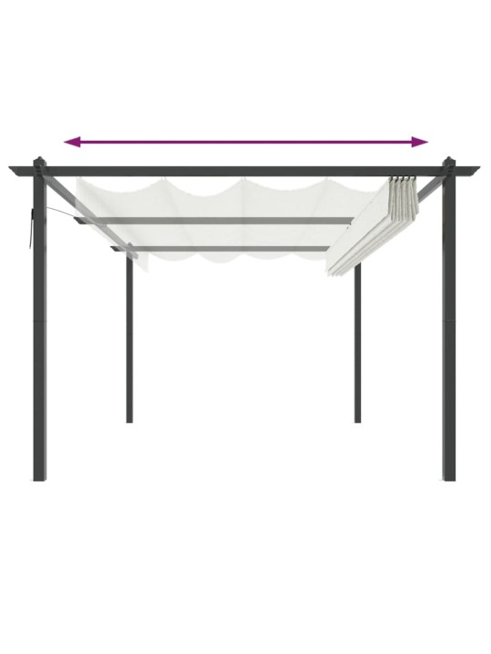 Sodo pavėsinė su įtraukiamu stogu, kreminės spalvos, 4x3m