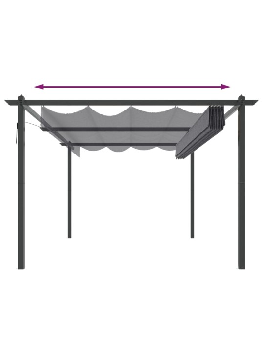 Sodo pavėsinė su įtraukiamu stogu, antracito spalvos, 4x3m