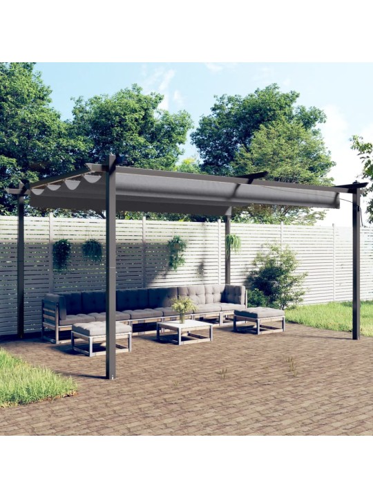 Sodo pavėsinė su įtraukiamu stogu, antracito spalvos, 4x3m