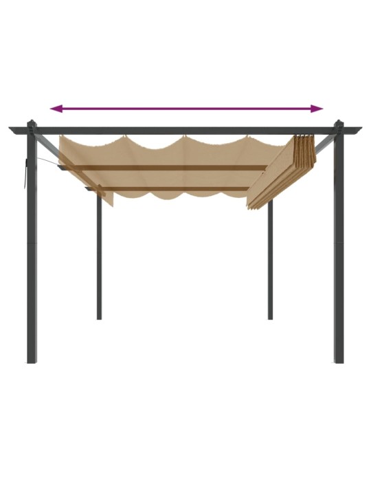 Sodo pavėsinė su įtraukiamu stogu, taupe spalvos, 4x3m