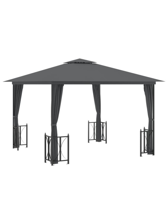 Pavėsinė su šoninėmis sienomis ir stogu, antracito, 3x3m