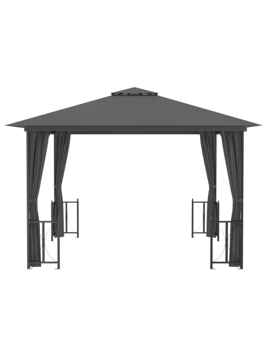 Pavėsinė su šoninėmis sienomis ir stogu, antracito, 3x3m