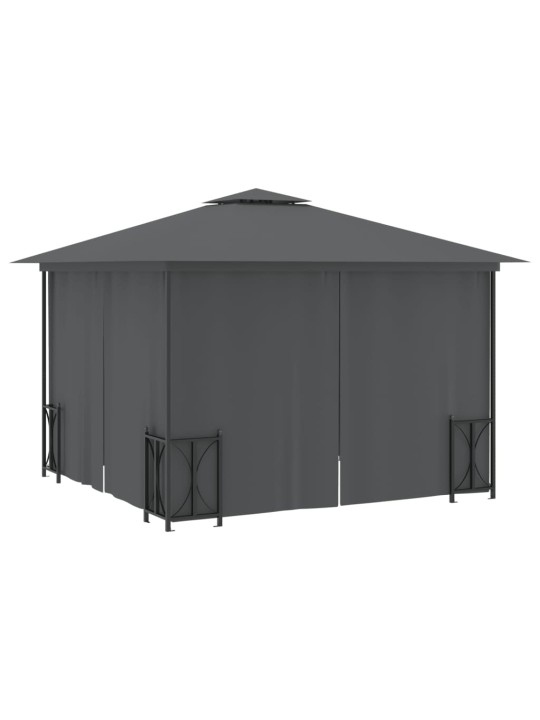 Pavėsinė su šoninėmis sienomis ir stogu, antracito, 3x3m