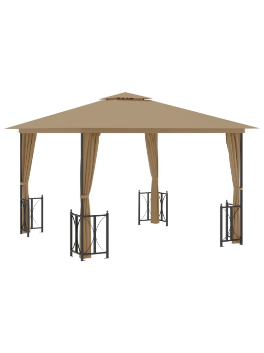 Pavėsinė su šoninėmis sienomis ir stogu, taupe spalvos, 3x3m