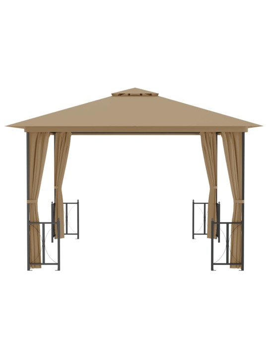 Pavėsinė su šoninėmis sienomis ir stogu, taupe spalvos, 3x3m