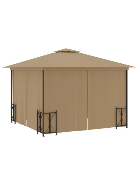 Pavėsinė su šoninėmis sienomis ir stogu, taupe spalvos, 3x3m