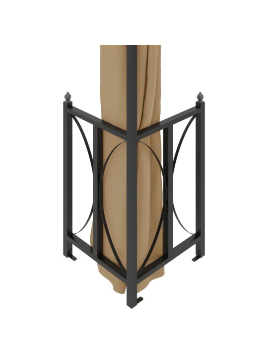 Pavėsinė su šoninėmis sienomis ir stogu, taupe spalvos, 3x3m