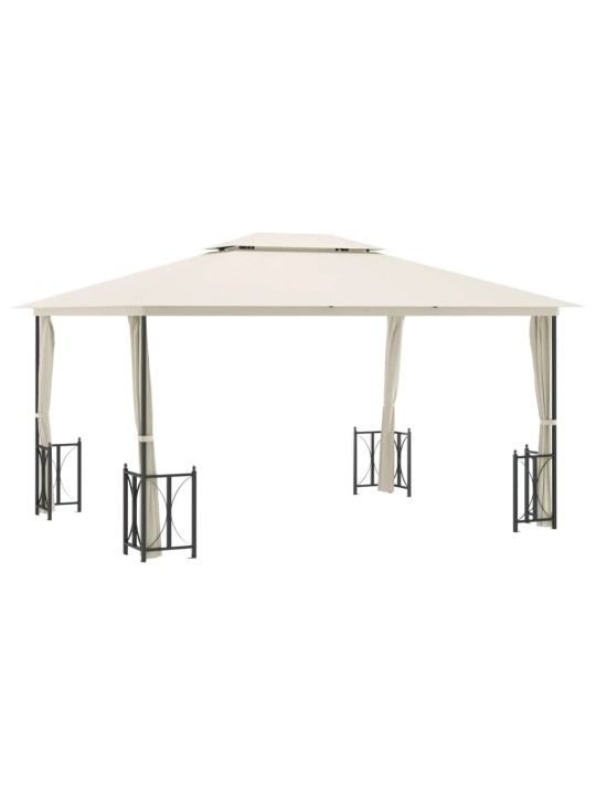 Pavėsinė su šoninėmis sienomis ir stogu, kreminė, 3x4m