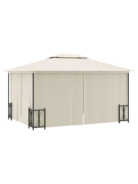 Pavėsinė su šoninėmis sienomis ir stogu, kreminė, 3x4m