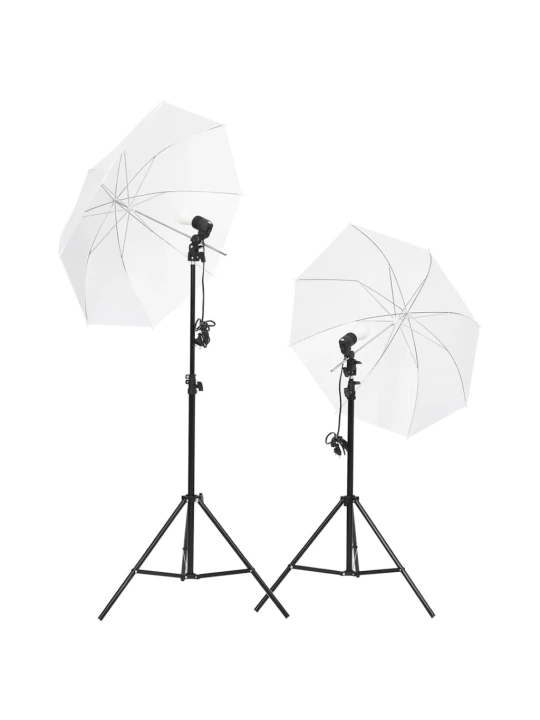 Fotostudijos rinkinys su šviestuvais, fonu ir reflektoriumi