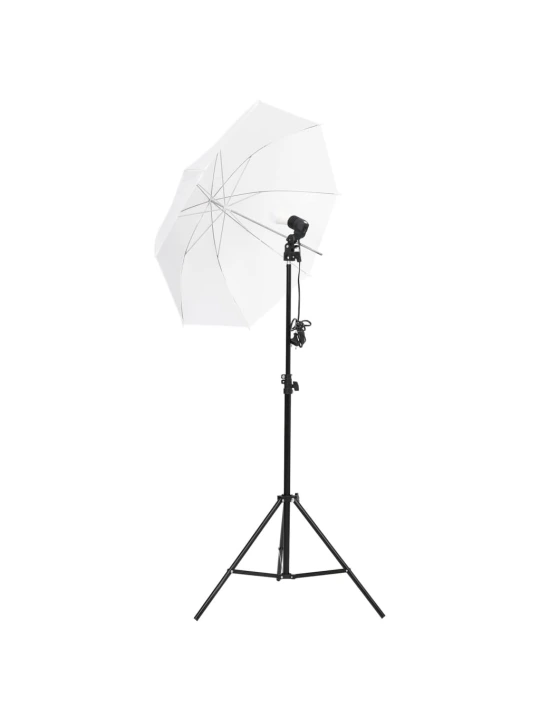 Fotostudijos rinkinys su šviestuvais, fonu ir reflektoriumi