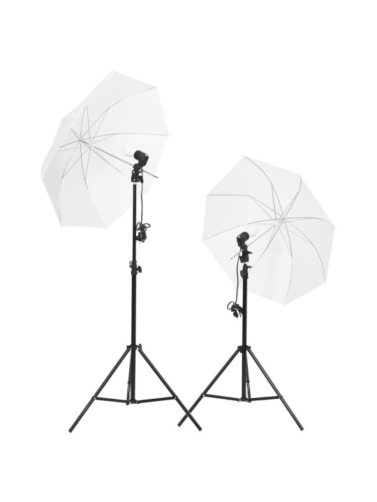 Fotostudijos rinkinys su šviestuvais, fonu ir reflektoriumi