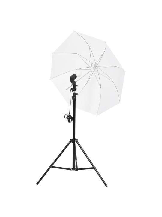 Fotostudijos rinkinys su apšvietimo rinkiniu ir fonu