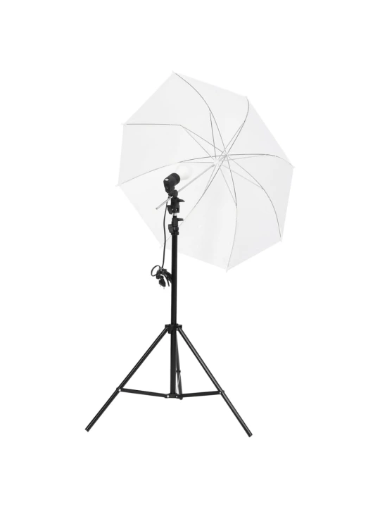 Fotostudijos rinkinys su apšvietimo rinkiniu ir fonu