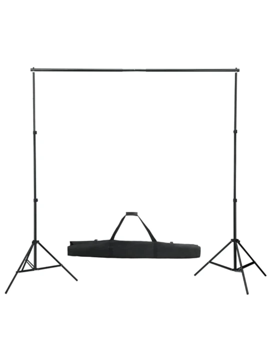 Fotostudijos rinkinys su apšvietimo rinkiniu ir fonu
