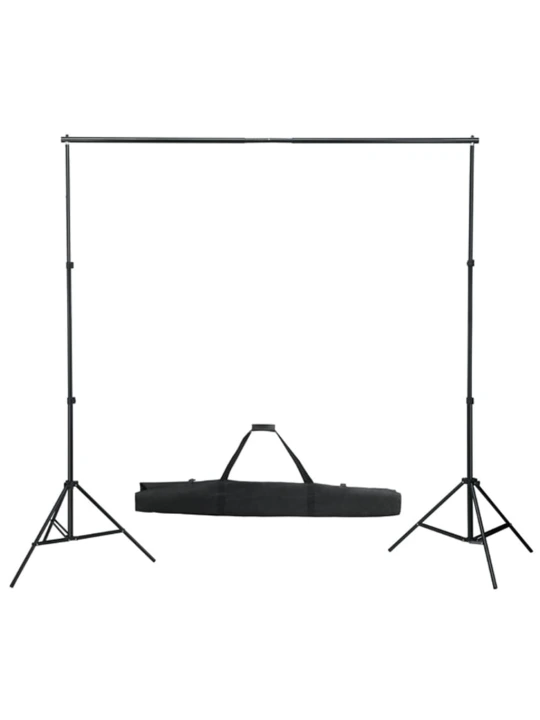 Fotostudijos rinkinys su apšvietimo rinkiniu ir fonu