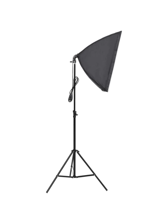 Fotostudijos rinkinys su apšvietimo rinkiniu ir fonu
