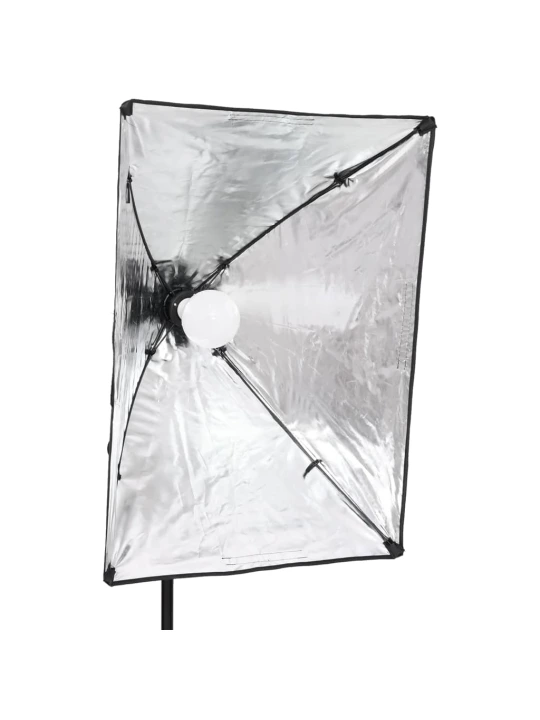 Fotostudijos rinkinys su šviestuvais, fonu ir reflektoriumi