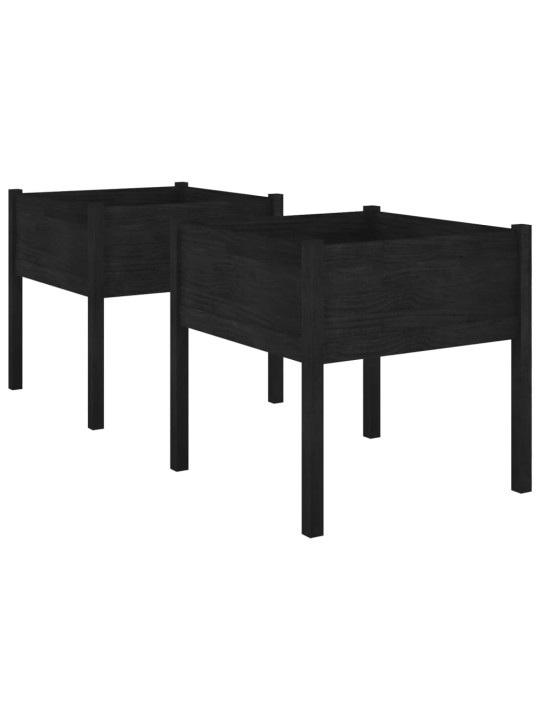 Sodo loveliai, 2vnt., juodi, 70x70x70cm, pušies masyvas