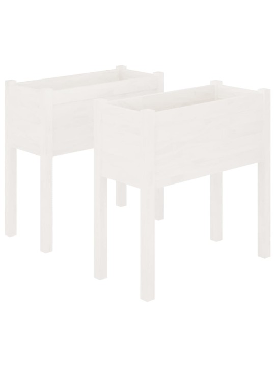 Sodo loveliai, 2vnt., balti, 70x31x70cm, pušies masyvas