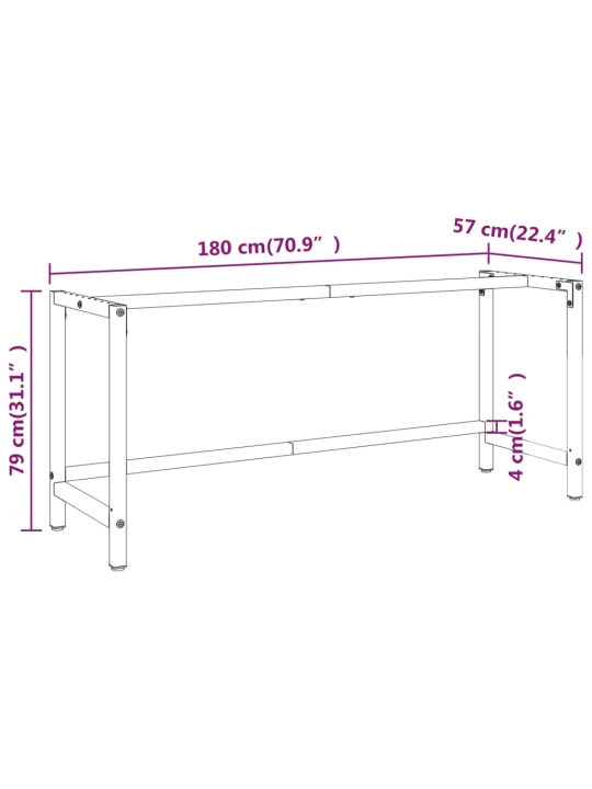 Darbastalio rėmas, juodas ir raudonas, 180x57x79cm, metalas