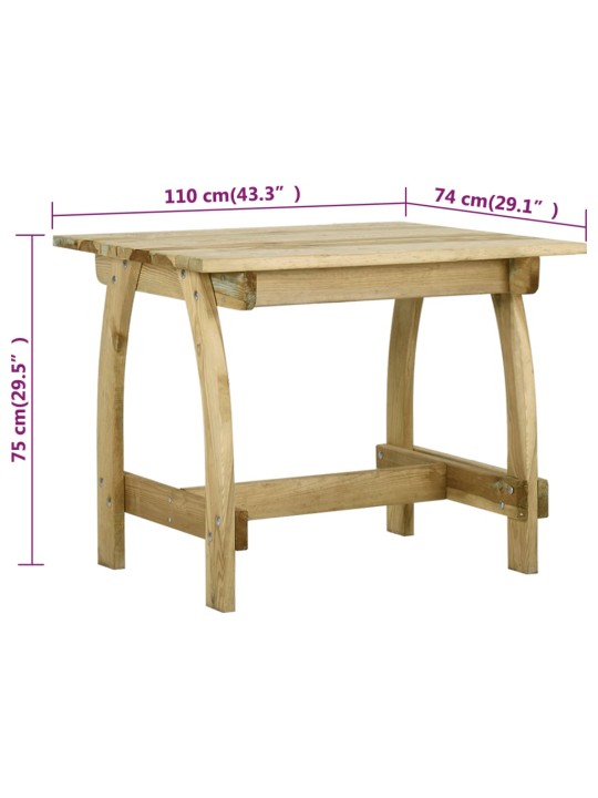 Sodo stalas, 110x74x75cm, impregnuota pušies mediena