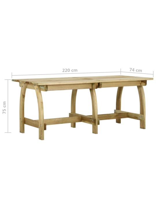 Sodo stalas, 220x74x75cm, impregnuota pušies mediena