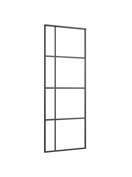 Stumdomos durys, juodos, 76x205cm, ESG stiklas ir aliuminis