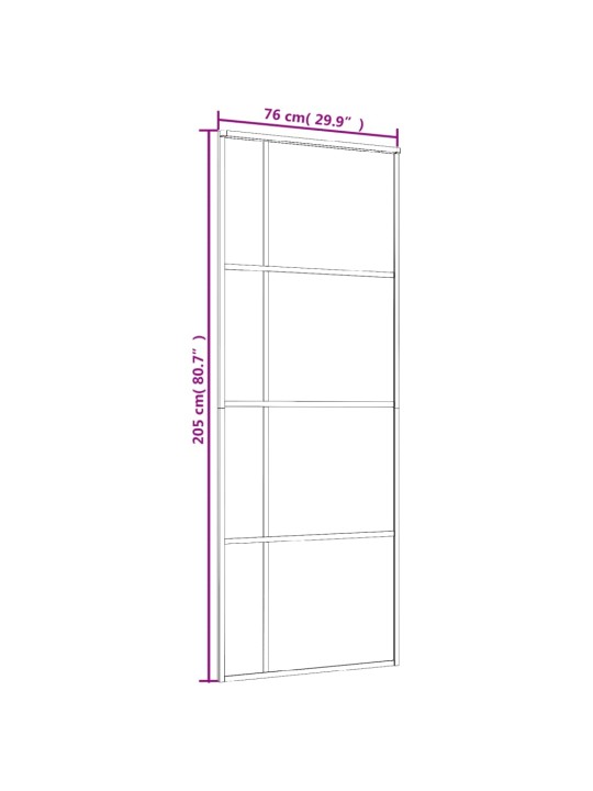 Stumdomos durys, juodos, 76x205cm, ESG stiklas ir aliuminis